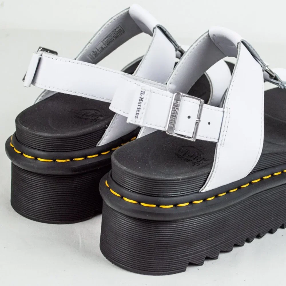 Dr. Martens Francis White Leather Strap Platform Sandal